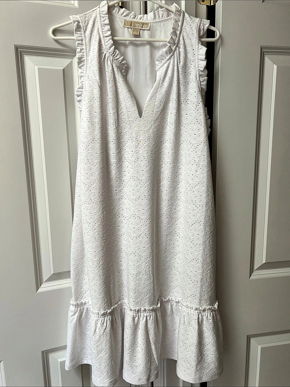 Michael Kors White Ruffle Mini Dress Like New